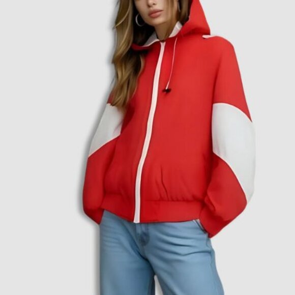 Vintage Rennoc Classic Hooded Jacket Windbreaker Quilted Inner Red/White W 2XL - Picture 1 of 14